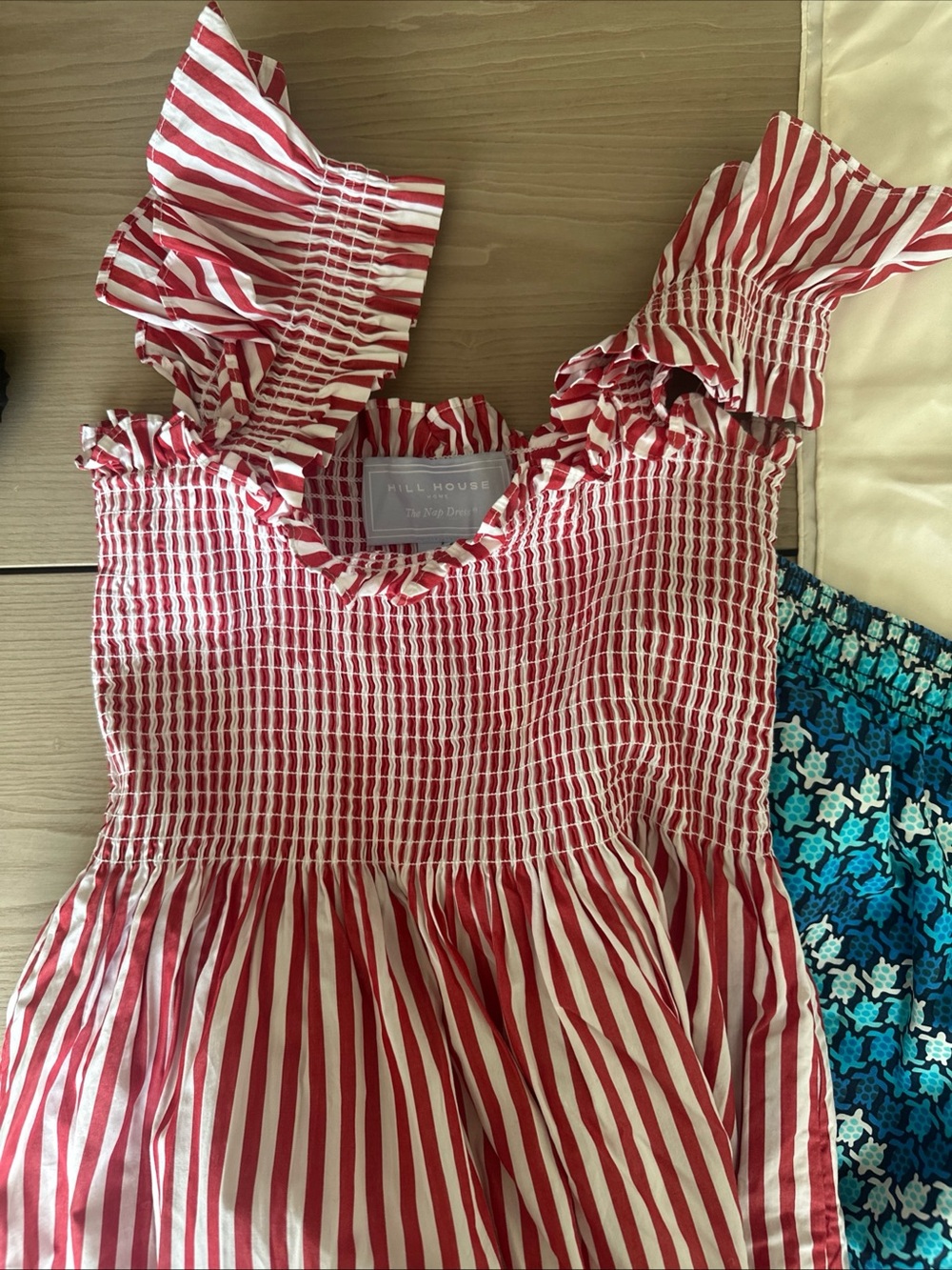 Hill House Red & White Striped Smocked Ruffle Maxi Dress - Picture 4 of 4